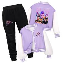 Kpop Raganių Medžiotojai Pavasario ir Rudens Vaikų Trumpas Beisbolo Uniformos Rinkinys 150 pink