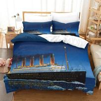 3D T-Titanic Ship Ocean Duvet Cover Set Romantic Love Twin Queen King Size No Filling and Sheet Gift For Couple Bedroom Decor 140*200cm/55x79in Single/Twin 3pcs