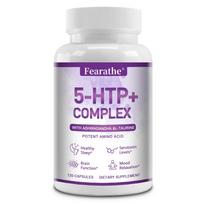 Fearathe 5-HTP 250mg Complex Supplement with Ashwagandha, L-Taurine, L-Theanine, L-Tryptophan & B6, 120 Caps 120 Capsules