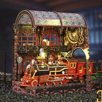 Jiate DIY Miniature House Zero Station 3D Puzzle Bookend Model Building Toy Birthday Gift