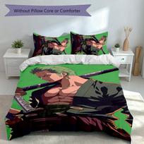 3pcs One Piece Zoro Duvet Cover Set, Includes 1 Duvet Cover and 2 Pillowcases,Skin-Friendly&Comfortable Fabric,Suitable Bedding Sets 140cmx200cm