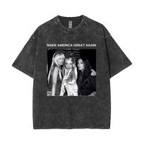 Make America Great Again Paris Hilton Britney Spears Lindsay Lohan Vintage Washed T-shirt Men Women Casual Oversized T Shirts S black