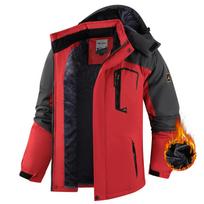 Winter Man Fleece Waterproof Outdoor Jacket Men Sport Windproof Detachable Hat Jackets Man Work Safari Windbreaker Plus Size 6XL 6XL black