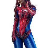 (S) Moterų Žmogaus-voro Bodis Helovino Superherojų Cosplay Kostiumas Kūno aptemptas Tampri Kombinezonas Jumpsuit Šventinis Kostiumas XL blue