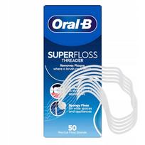 Dental Floss With Threader, Oral-B, Superfloss Regular, For Braces Cleaning, Plaque Removal, 1 Piece