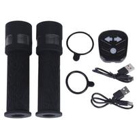 USB Rechargeable Handlebar End Light Bike Handlebar Grip with LED Light Scooter Handle Grip Turn Signal Warning Light