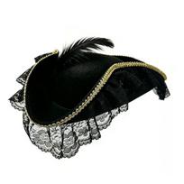 Funny Solid Color Cosplay Pirate Hat Stage Performance Jack Hat Captain Hat Dress Up Decoration Adult Tricorn Hat Women black