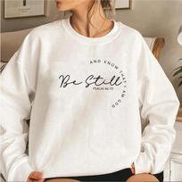Krikščioniški džemperiai Religiniai marškinėliai Būk ramus ir žinok Džemperis Krikščioniškos dovanos Unisex ilgomis rankovėmis Hoodie Krikščioniški drabužiai XL balta