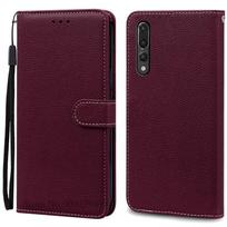 Dėklas Huawei P20, Dėklai Huawei P20 Pro, Coque Huawei P20 Pro, Odinis piniginės tipo atverčiamas dėklas Huawei P 20 Pro, Etui For Huawei P20 vyno raudonos spalvos