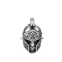 Spartan Helmet Skull Pendant Necklace Stainless Steel Gothic Punk Jewelry Halloween Gift for Men Women Adjustable Biker Chain gray