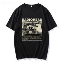 Radiohead marškinėliai vyrams Vintažiniai Klasikiniai marškinėliai Šiaurės Amerikos turas Roko berniukas Camisetas Hombre Hip Hop Unisex 100% Medvilnė Per dydžio viršutiniai drabužiai XXXL juoda