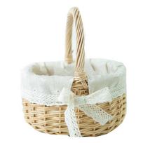 Willow Rattan Flower Girl Baskets Handmade Picnic Container Woven Basket Storage With Handle Flower Arrangement Basket juoda