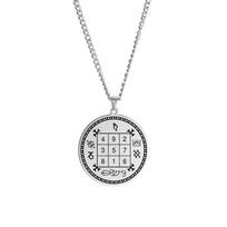 Dawapara Solomon Saturn Jupiter Magic Pendant Square Talisman Pendants Necklace Stainless Steel Occult Jewelry Steel color white