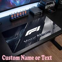 F1 Customized Name Text Mouse Pad, Large Desk Mouse Mat Personalized Home Office Present 30cmx80cm gray
