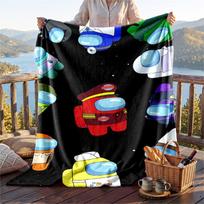 Warm Flannel Blanket Among Us Pattern, Lightweight Comfortable Throw Blanket for Bed Sofa Use 80cmx120cm white