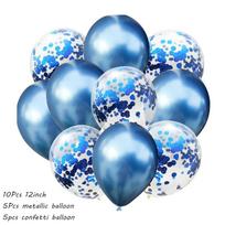 10Pcs Metal Latex Balloons Confetti Balloon Set For Wedding Birthday Party Balloon Decoration Baby Shower Helium Balloons blue