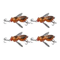 Floating Wasps Crawler Lure 4 Pack ABS Hard Topwater Fishing Baits for Retrieves and Surfaces Cover Water 4.8cm yellow