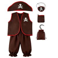 Skull Theme Pirate Costume for Children with Sleeveless Costume Styling for Halloween Parties and School Shows black