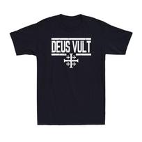 Deus Vult Crusader Knight Medieval History Jerusalem Cross Men's T-Shirt 100 white