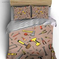 DIY Tool Set For Home Repairs Multiple Sizes kid's And adults' Bedroom Exquisite 3PC Bedding set, Gift 140*200cm/55x79in Single/Twin 3pcs gray