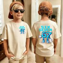 2026 New Cute Funny Six Seven Italian Brainrot 67 Number Graphic Print Pure Cotton Daily T-Shirt Boy/Girl Summer Short Sleeve 130 mėlyna