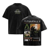Titanfall 2 Pilot Protocol 3 BT-7274 Gaming Oversized Vintage Acid Wash Graphic 140 black