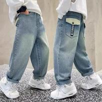 Casual Blue Denim Long Pants For Big Kids Boys 160cm mėlyna