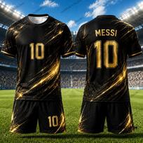 2 Piece Outfits Children Tracksuit Messi No.10 Print T-Shirt+Shorts Sets Football Jersey Casual Suit Sports Kids/Adult Clothes 160