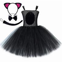 Girls for Black Panther Cat Tutu Dress Costume Halloween Carnival Party Animal Dress Up Clothes Outfit with Ear Bowtie Tail 12M black