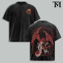 Monster Hunter Gore Magala Heavy Metal Vintage Washed Oversized T-Shirt 4XL black