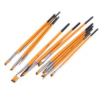 12Pcs Acrylic Paint Brushes Smoothing Nylon Wooden Handle Metal Ferrule Widely Used Artist Paint orange