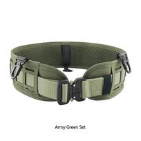 Daugiafunkcis karinis taktinis diržas, patogus Airsoft Molle diržas, armijos treniruotės minkštas paminkštintas kovinis medžioklės juosmens diržas GRGG Army Green Set-NBTR