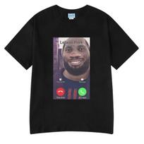 Lebron Pork Is Calling Funny Meme Graphic T-shirts Men's Women Fashion Hip Hop Tee Tops Cotton Short SleeveT Shirts Streetwears S juoda