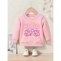 European sizes [Kid's  Big Sis  Sweatshirt] Kid's Crewneck Sweatshirt - Spring/Autumn Casual Fashion - Creative  Big Sis  Print Long-Sleeve Sweatshirt 170 rožinė