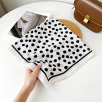 Herringbone Polka Dot Simple Small Square Scarf Classic Fashion Versatile Silk Scarf Scarf Shawl Black And White 70*70cm black