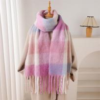 Žieminis storas šiltas šalikas Moteriškas kašmyro šalis ir skaros Pashmina Kaklaskarė Bufanda Moteriškas Vaivorykštinis Pūkuotas Kutais Echarpe Naujas 38x230cm gray
