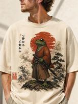Samurai Frog T-Shirt | Vintage Japanese Graphic Tee | Oversized Unisex Streetwear M brown