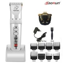 BaoRun P9 Professional Pet Dog Hair Trimmer Electrical Animals Grooming Clipper Rechargeable Cat Haircut Machine LCD Display White Add K Blade