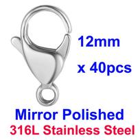 20/30/40 Mirror Polished 316L Stainless Steel Lobster Clasp 9-19mm Never Fade Diy Jewelry Clasps for Necklace Bracelet Making
