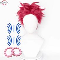 Anime Akaza Cosplay Perukas Trumpas Raudonas Perukas Karščiui Atsparus Sintetinis Anime Perukas + Peruko Dangtelis red