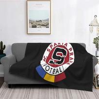 AC Sparta Prague Football Blanket Black Background with Official Club Logo Soft Fleece Throw for Soccer Fans and Supporters 150X220CM