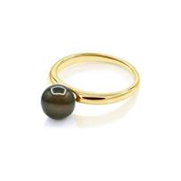 Ring - Pearls & Colors - Tahiti Cultured Pearl 7-8 mm Round - Yellow Gold 375/1000 - A+ Quality - Woman 62