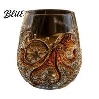 Maritime Style Gift Creature Tentacle Octopus Whiskey Pirate for Father Glass Sea Engraved Tumbler Embossed Nautical Birthday Anniversary A black