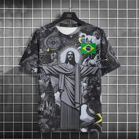 Vasariniai marškinėliai Futbolo treniruočių viršus Brazilijos specialaus leidimo Juodi Pilki Futbolo marškinėliai Vyriški Moteriški Lauko Greitai džiūstantys marškinėliai 3XL black
