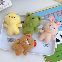 New Bear Plush Toy Rabbit Doll Creative Frog Yellow Duck Bag Pendant Small Animal Doll height about 12cm beige