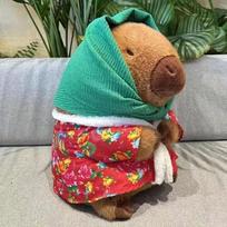 25cm/9.84in Kapibala Capybara Plushie Toy Jacket Military Overcoat Pillow Doll Plush Cute Ornaments Cartoon Valentines Gift blue
