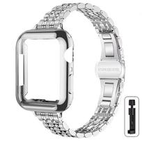 TPU dėklas + plonas dirželis Apple Watch Ultra 3 2 1 49mm, iWatch 11/10/9/8/7/6/5/4/3/2/1/SE 46mm 45 44 42 41 40 38mm laikrodžiams 38mm (series 1 2 3) sidabras