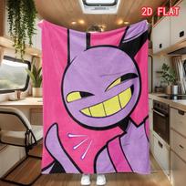 Nuostabus skaitmeninis cirkas Jax flanelinis pledas, rožinis fonas, šypsantis triušio personažas, jaukus užklotas 80cm x 120cm pink