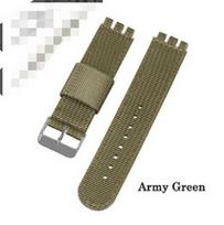 SWATCH laikrodžiui tinkamas nailoninis drobės dirželis, su grioveliais, 17/19/20mm 17mm armijos žalia spalva