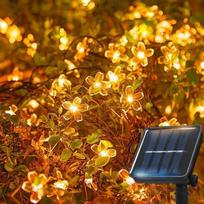 Saulės vyšnių sodo gėlių girlianda, maitinama baterijomis, saulės energija, lauko, atspari vandeniui, veja, takas, Kalėdų dekoracija 5M 20leds 8 modes šilta balta spalva